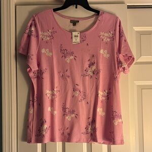 Style & Co. Light Pink Floral Short Sleeve Tee